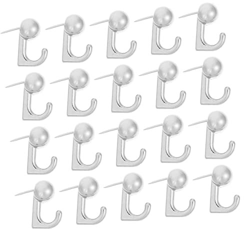 jojofuny 20pcs Peg Push Pin Hooks for Keys Thumb Tacks for Wall Hangings Pin Tack Hook Decorative Hooks Wall Tacks Map Pin Hook Pin for Cork Board Zinc Alloy Metal Decorate