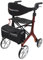 Besco Medical Carbon Rollator ultraleicht 5,9 kg – faltbar, höhenverstellbar, mit Sitz - Premium Gehhilfe mit Rückengurt, Netztasche, Stockhalter - Modell L Bordeauxrot
