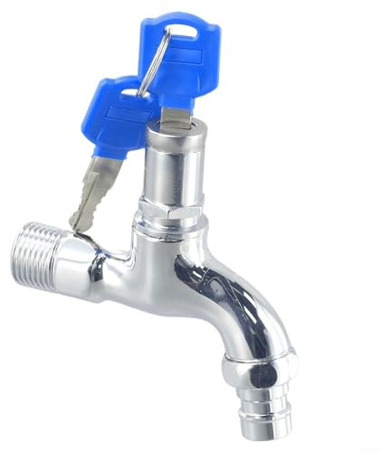 Gbtdoface 1 robinet antivol avec clé et joint en métal, robinet d'évier en alliage, robinet d'extérieur verrouillable (1)