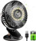 Tischventilator USB Ventilator Klein 6000mAh Akku Mini Ventilator Leise USB-Ventilatoren, Clip Ventilator 5 Geschwindigkeiten 720° Drehung, Kleiner Ventilator für Zuhause Büro Camping(Schwarz)