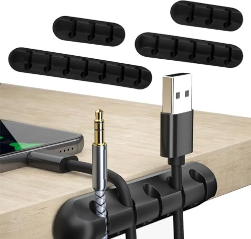 4 Stück Kabelhalter Kabelmanagement Schreibtisch Kabelhalter Schreibtisch Geeignet Für Büro Schreibtisch Audiokabel Stromkabel Usb Ladekabel Selbstklebender Kabelhalter Computer KabelfüHrung Schwarz