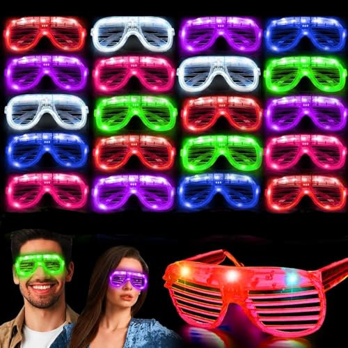 Piucrty Led Brille 20Pcs Mitgebsel Kindergeburtstag für Neon Party Rave Leuchtbrille Gastgeschenke Pinata Füllung Partybrille Leuchtspielzeug Give Away Kinder Wundertüte Geburtstag Mitbringsel