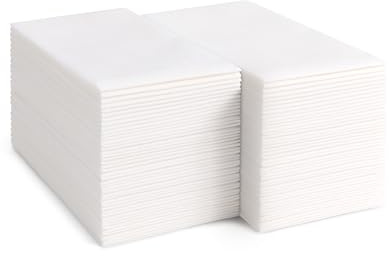 Arkwright Disposable Linen Replacement Napkins - Pack of 100 - Strong, Soft Cloth-Like Guest Table Hand Towels for Dining and Foodservice, 12 x 17 in, Folds to 4 x 8 in, White