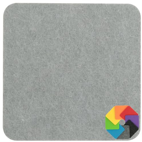 Design Filz Untersetzer eckig - 20x20cm in grau-beige für Glas, Getränke, Bar, Tasse, Vase