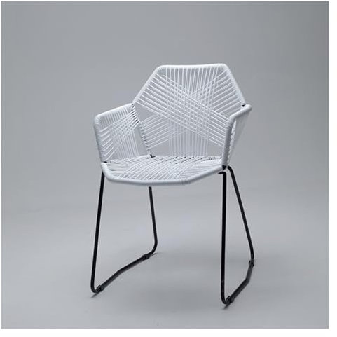 Cenz-888 Korbstuhl aus Rattan, Rattan-Esszimmerstuhl, Rattanstuhl, Outdoor-Freizeitstuhl, moderner Stuhl mit Rückenlehne for Café, Esszimmer, Wohnzimmer, Schlafzimmer, Garten-/Terrassenmöbel(Weiß)
