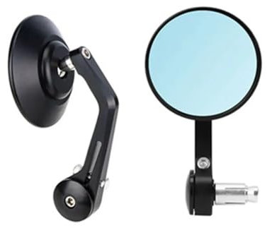 TYUHNLSBN Motorrad Rückspiegel Universal-Lenkerendspiegel Motorrad-Lenkerrückspiegel Blaue Linse Blendfrei 7/8 Griff Rund Für Die Meisten