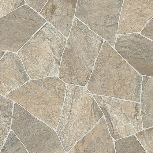 VINYL FLOORING UK Light Brown P1540 Designer Stone Effect Vinyl Flooring Linoleum Flooring For Living Room, Kitchen With Cushion Backing & 5 Year Warranty-1m(3'3) X 2m(6'6)-2m²