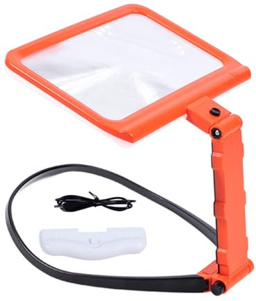 Large Screen LED Handsfree Magnify Glass Hanging Neck Handheld Desktop Magnifier for Reading Small Prints