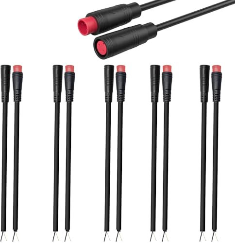 VISSQH 5 Paia connettore di Prolunga Ebike Julet a 2 Pin Impermeabile per Cavo per Bici Elettrica,Cavo Spina Femmina e Maschio,connettore Cavo di 2 Pin per Luce Bicicletta Elettrica(20 cm)