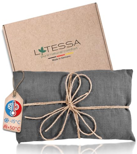 LATESSA® Kirschkernkissen Mikrowelle, aus feinsten Leinen, modern nachhaltig & fair, hochwertiges großes Körnerkissen für Nacken Schulter Bauch & Rücken Wärmekissen für Baby Kinder & Erwachsene