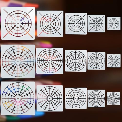 15 Stück Mandala Dot Malerei Schablonen Set, Wiederverwendbare Mandala Vorlage für DIY Kunstprojekte auf Stein, Holz, Leinwand, Stoff und mehr