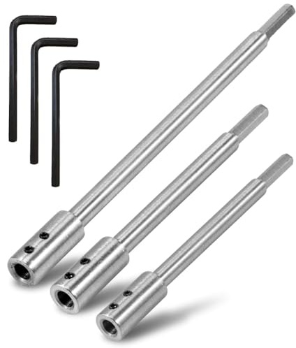 BOFRHME Forstner Bit Extension for 3/8Inch Round Shank, High-Carbon Steel Wood Spade Drill Bit Extender 3PCS