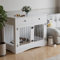 The Fellie Large Wood Dog Crates with Drawer Storage, Indoor Wooden Pet Kennel with Double Doors, Dogs Crate Furniture for Large Dogs, Lockable Pet House, End Table, 113x60x87.5cm, White