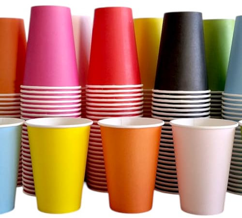 MP ECO SOLUTION Mecup Bicchieri in Carta Colorati 200ml – 200 Pezzi – Colori Assortiti – Biodegradabili – Monouso per Feste, Bevande Calde e Fredde
