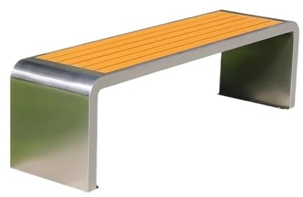 FAJNUZI2024 Metallbank Park-Außenbank, Stuhlfüße aus Edelstahl, Gartenterrassen-Lounge, Sitzgelegenheiten aus Kunststoff und Holz Sitzbank(Klein)