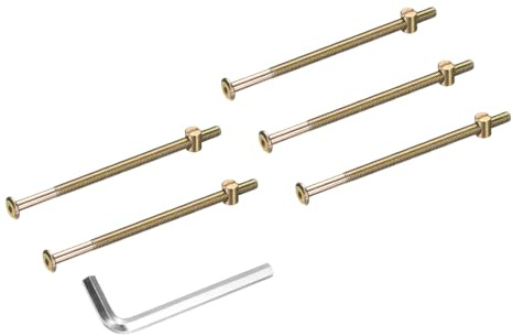 sourcing map Lot de 5 boulons pour cadre de lit, vis à tête hexagonale M8 x 140 mm avec écrous à barillet et clé hexagonale M5 pour meubles, lits, chaises