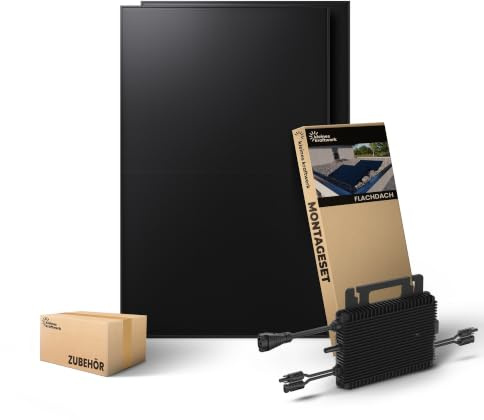 Kleines Kraftwerk 960W Balkonkraftwerk Komplettset Flachdach-Halterung – 0% VAT für Privatkunden – 800W Wechselrichter WiFi & Bluetooth, 2× 480W bifaziale Solarmodule, 5 m Kabel – Solaranlage