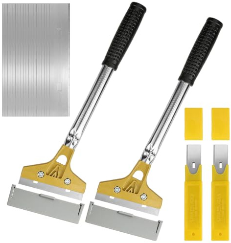 Juego 2 Rasquetas de 300 mm, Raspador Industrial con Funda Protectora | Espátula para Vitrocerámica con Cuchilla de 100 mm, Quita Gotelé, Pintura y Adhesivos en Vidrio, Hornos y Paredes
