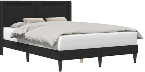 vidaXL Bettrahmen mit LED-Lichtleisten Schwarz 120 x 200 cm Kunstleder, Moderner Bettrahmen, stylisches Schlafzimmerdesign, Innovative Schlafstruktur, stimmungsvolle Lichtelemente