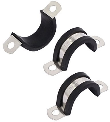 Sourcingmap 22mm Dia EPDM Rubber Lined U Shaped Pipe Tube Wire Clamps Clips 3pcs