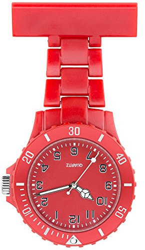 Taffstyle Damen-Uhr Analog Quarz Silikon Uhr Krankenschwesteruhr Kitteluhr mit Nadel Rot