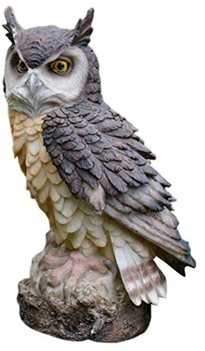 Lipeed Owl Ornament, kreative Eule Harz Garten Figur Eule Skulptur Statue Dekoration Indoor Outdoor Home, Dekofigur Eule, Deko Uhu auf Baumstamm Gartenfigur Vogelfigur Vogel Deko