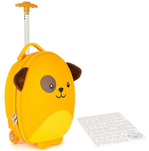 boppi Tiny Trekker Leichter Kinderreisetrolley zum Ziehen mit Rädern in Handgepäckgröße (17 Liter Fassungsvermögen) - Hund
