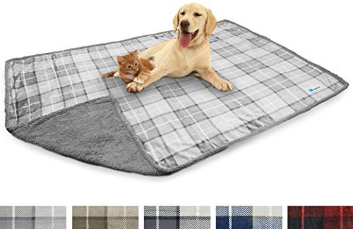 PetAmi Wasserdichte Hundedecke für Bett, XL Hundedecke Couchbezug Schutz, Sherpa Fleece Auslaufsichere Bettdecke für Kiste, Zwinger, Sofa, Möbelschutz, wendbar, weich, 80 x 60 cm, Hellgrau