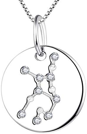 YL Silber Jungfrau Halskette-925 Sterling Silber CZ Horoskop Sternzeichen 12 Konstellation Anhänger Halskette für Frauen und Mädchen