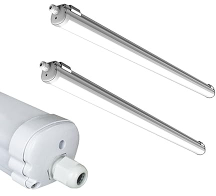pureled 36W LED Feuchtraumleuchte IP65 120cm Wannenleuchte Kaltlweiß 6000K Werkstatt Garage Keller (2er Set)