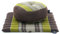 Leewadee Meditationsset Yogaset aus Meditationskissen Zafu und Kleiner rollbarer Sitzmatte Zabuton Ökologisches Naturprodukt, Kapok, Braun Grün