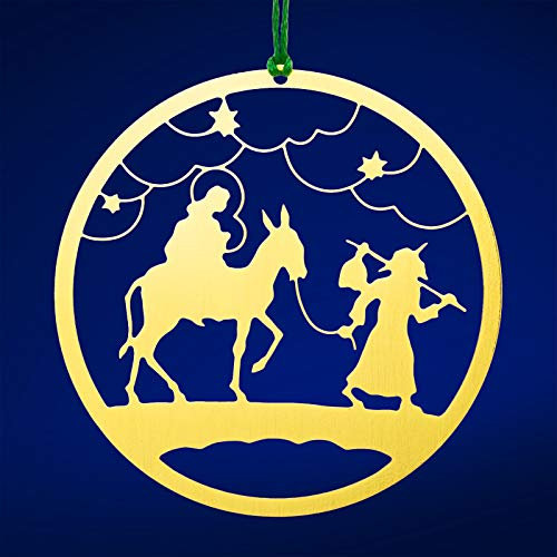 SIKORA BS-MS Traditionelle Christbaumschmuck Weihnachtsbaum Anhänger aus Messing - 28 Modelle wählbar, BS-MS:No.11 Kreisform Fluchtmotiv D ca 6 cm