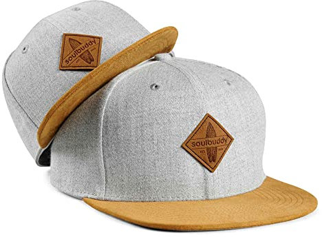 Soulbuddy Cap Herren Cap Kinder – 2er-Set Familien Outfit Set – Vatertagsgeschenk für Papa – Geschenke zum Vatertag – Papa Geschenk – Hellgrau – One Size und Kids M
