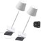Zafferano [Amazon Exclusive] Kit 2x Poldina Pro Kabellose LED-Tischlampe Wiederaufladbar Touch-Dimmer - IP65 Innen/Außeneinsatz, Aluminium, H38cm mit Mehrfach-USB-Ladegerät, Weiß