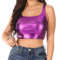 Sakkas 18-1507 - Canotta da Donna Elasticizzata Senza Maniche Liquid Metallic Club Crop Made in USA - Viola - 2X