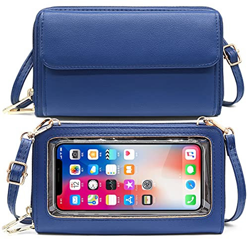 HNOOM Sac Téléphone Portable Femme Portefeuille RFID Blocage Sacs Bandoulière Femme Pochette Telephone Portable à Écran Tactile Petit Sac à Bandoulière pour Téléphone avec Bandoulière et Dragonne