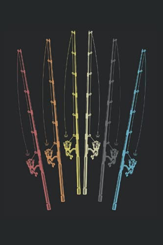 Fishing Rod Fisher Retro Rods Vintage Fisherman Design Pattern: NOTEBOOK - Funny Angler Angel Rod Blend Pattern, Gift Idea - A5 (6x9) - 120 Pages - LINED - Diary, Journal, Note, Book, Sketch, Planner