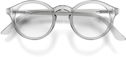 LONDON MOLE® „Graduate“-Lesebrille – coole runde Brille für Männer und Frauen, entworfen für Stil, Komfort und Haltbarkeit –transparent – Vergrößerung + 2.0