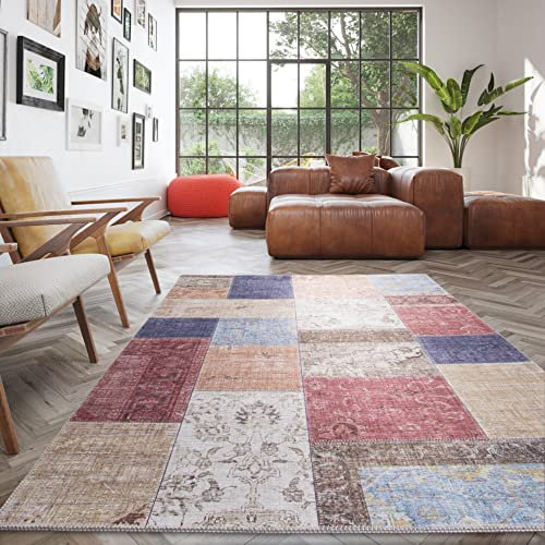 BALTA Teppich Traditionelles Design Print Vintage Multicolor Großer Teppich für den Innenbereich – Wohnzimmer - Schlafzimmer, Patchwork, Maschinengewebt 100% Polyester, 200x290 cm, Multicolor