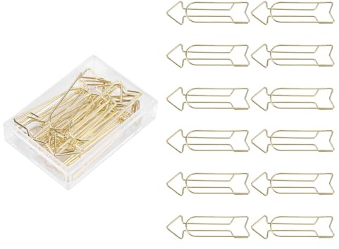 Joyzan 12pcs Büroklammern, Gold Galvanisieren Metall Pfeilförmige Büroklammer Lustige Schreibwaren Büroklammern Große Büroclip Papier Klammern für Büro Schule Hochzeit Einladung Valentinstag Dekoratio
