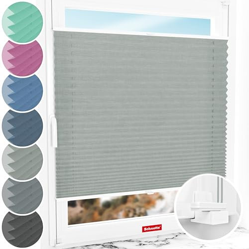 Schuette® Plissee ohne Bohren ● Melange Kollektion: On The Road (Grau) ● 80x130cm (Breite x Höhe) ● Suprafix Faltrollo X Klemmfix Rollo ● Blitzschnelle Montage inkl. Video