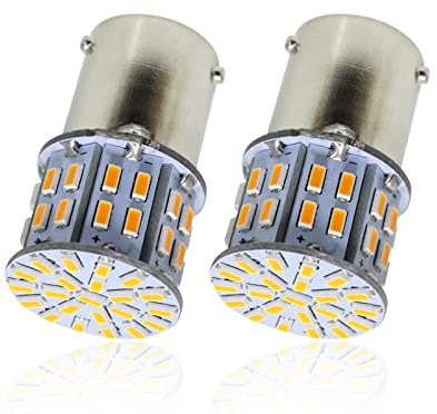 BeiLan 1156 BAU15S 7507 12496 5009 PY21W Superbrillante ámbar Amarillo 12-24V DC 3014 50SMD Bombillas LED para Intermitentes Luces Intermitentes Luz de Marcador Lateral Paquete de 2