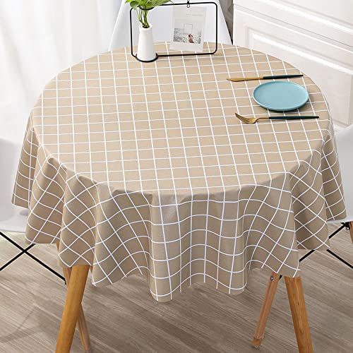 Qkoimpnrd Wachstuchtischdecke Wachstuch Wachstischdecke Anti Heißes PVC für Gastronomie Feste Party Hochzeiten beige 80cm Runder Durchmesser
