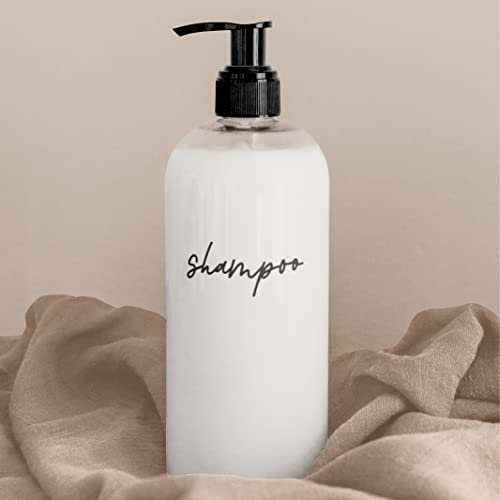 62 x Script Design Bathroom Stickers for Organising - Waterproof Stickers for Shampoo and Conditioner Bottles - Waterproof Labels for Makeup and Bathroom Storage