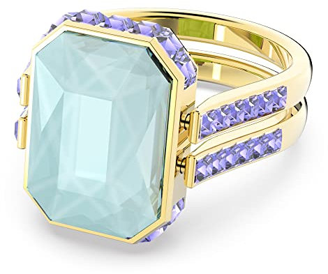 Swarovski Orbita ring, Octagon cut, Multicolored, Gold-tone plated