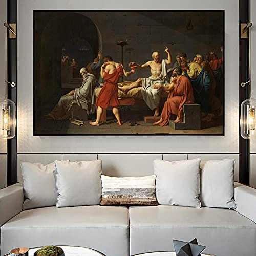 Berühmtes Gemälde Der Tod von Sokrates Leinwand Gemälde Poster und Drucke auf Leinwand Wandkunst Bild für Wohnzimmer Dekor 50x87cm Rahmenlos