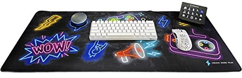 CREATE WORK PLAY Gaming-Schreibtischunterlage – Herausragendes Design, bessere Mausgenauigkeit und mehr Komfort – Neon Collection Schreibtischunterlage für Gaming