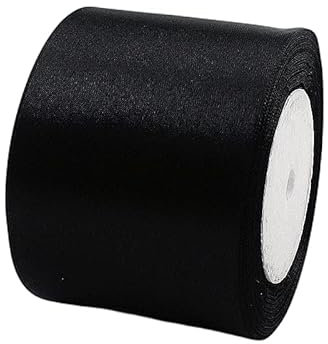 23m Satinband Geschenkband Schwarz 75mm Breit,Trauer Band Schwarz Schleifenband Satin Dekoband Geschenkverpackung Deko Band Stoffband für Halloween Weihnachten Hochzeit Taufe Geburtstag DIY-Handwerk