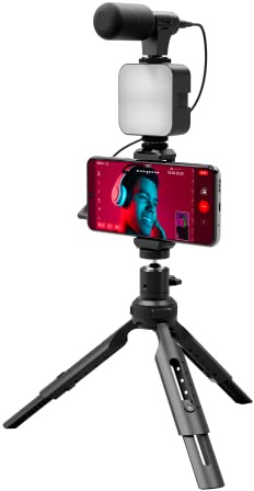 CASR LED-Projektor, Spot, mit Stativ und Mikrofon, Schwarz