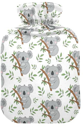 Wärmflasche, 1 l kleine Wärmflasche mit Bezug, auslaufsicher, ideal für Wintersport, Outdoor, Linderung von Rücken, Nacken und Beinen, kalte Muskelschmerzen und Krämpfen (Tier-Baby-Koala-Bär)